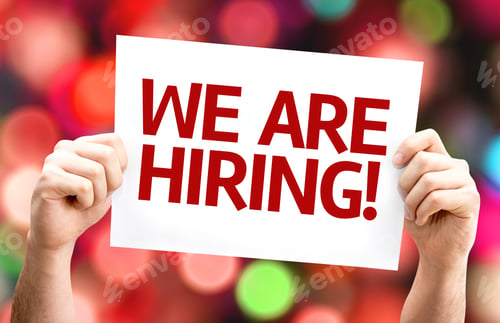 Preview: We Are Hiring Card With Colorful Background With Defocused Lights