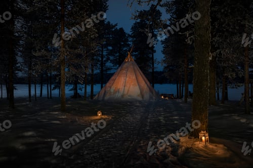 Preview: Unique travel experience of camping in a Kota bell tent in the forest in a winter wonderland snow co