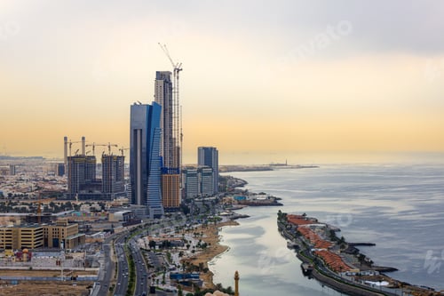 Preview: Jeddah, Saudi Arabia Jan 1 2024: skyline - Arial View - Jeddah city Saudi Arabia