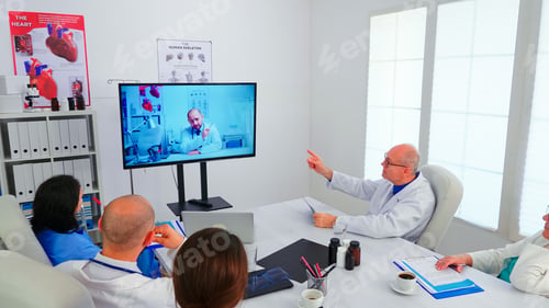 Preview: Team of medical staff discussing during video conference