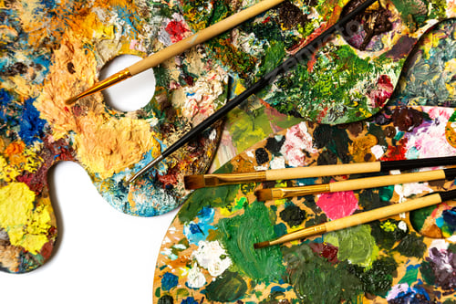 Preview: Colorful Abstract Acrylic Painting with Paintbrushes