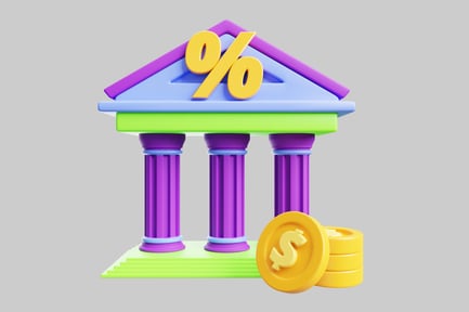 Preview: Colorful bank with percentage and coins