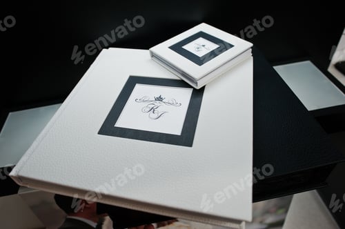 Preview: Black and white style wedding photo book and album