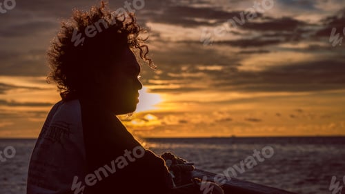 Preview: Papuans in Sunset light on the Way to Kri Island. Raja Ampat, Indonesia, West Papua