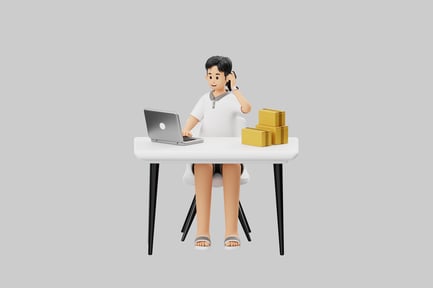 Preview: Business man with laptop character