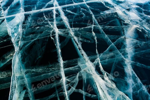 Preview: Cracked ice close up. Patterns of winter Baikal