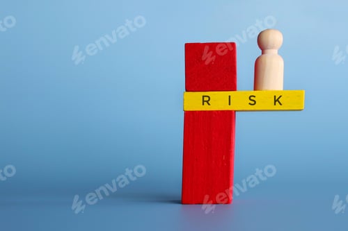Preview: Wooden doll standing on the edge of wooden tile.