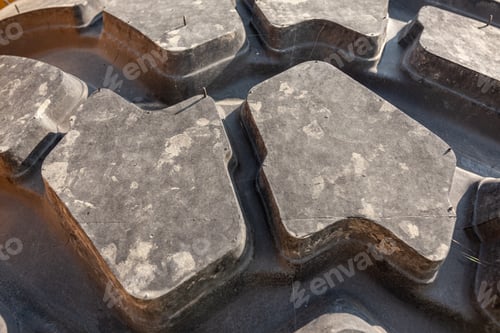 Preview: Closeup shot of a tire of heavy machinery or wheel loader