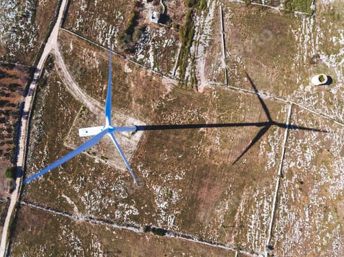 Preview: Wind turbine and shadow aerial view
