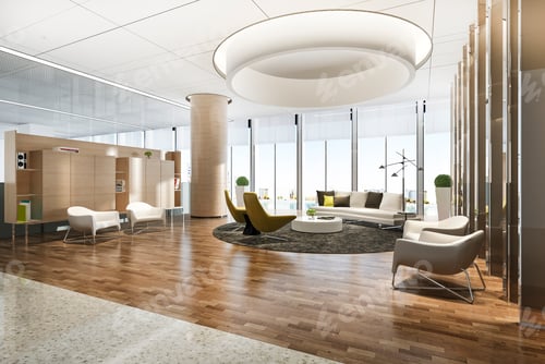 Preview: 3d rendering business meeting and working room on office building