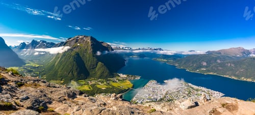 Preview: Rampestreken in Andalsnes, Norway. A famous tourist viewpoint