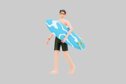 Preview: Cartoon surfer with blue board