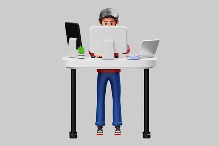 Preview: Cartoon programmer at computer desk