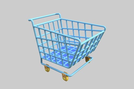 Preview: Light blue shopping cart with wheels