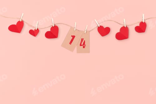Preview: Valentines Day and Mother Day background. Red hearts on pink background.