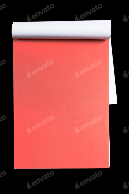 Preview: Empty notebook on black background.