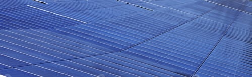 Preview: Banner Solar panels on solar farm. Renewable energy.