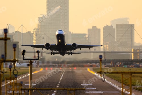 Preview: Plane taking off on a runway at an airport