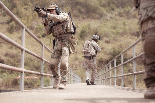 Preview: Soldiers in camouflage military uniforms carrying weapons, Reconnaissance missions