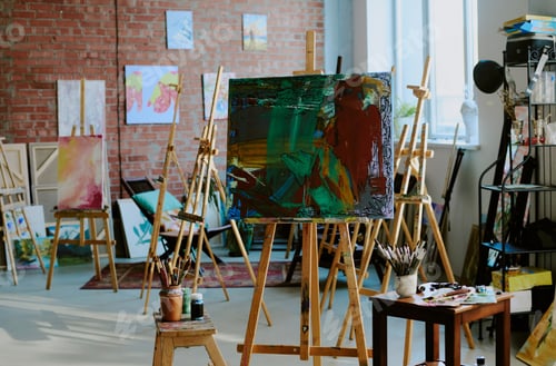 Preview: Painting On Canvas In Art Studio