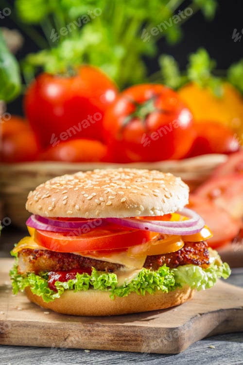Preview: Two homemade burgers made from fresh vegetables