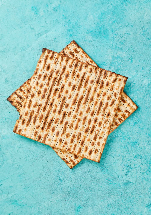 Preview: Pesach celebration concept - Jewish holiday Pesach. Matzah squares stacked