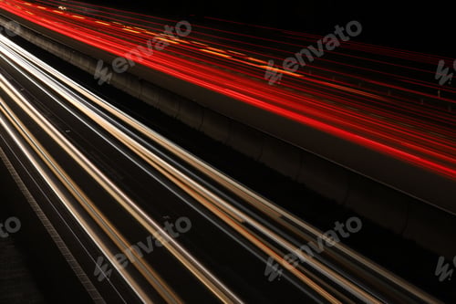 Preview: Long exposure of cars on a highway at night