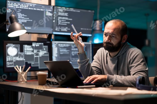 Preview: Overwhelmed Developer Analyzing Code and Project Notes