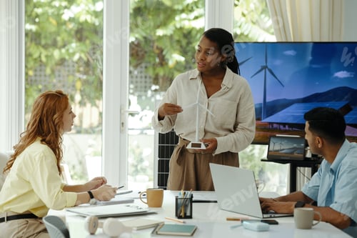 Preview: Engineer Presenting Windmill To Colleagues At Meeting