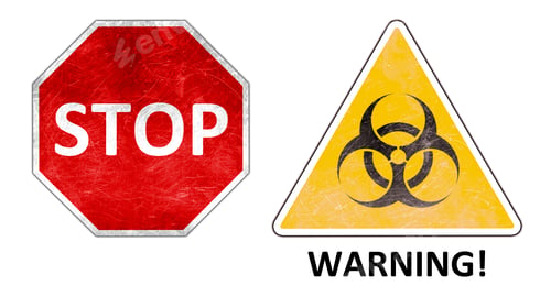 Preview: Illustration Warning and stop signs isolated on white