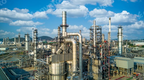 Preview: Aerial view oil refinery plant from industry zone, Oil and gas petrochemical industrial.