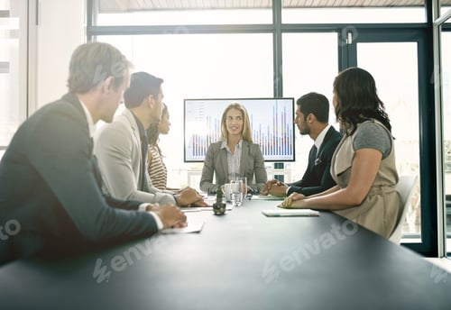 Preview: Presenting ideas to the team. Shot of corporate businesspeople meeting in the boardroom.
