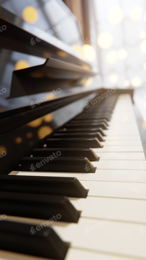 Preview: Piano keyboard wide angle view. Background image for music events