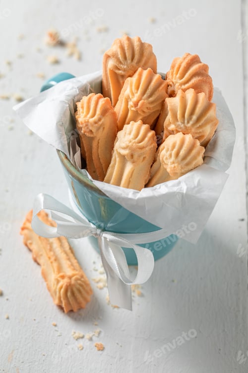 Preview: Tasty and homemade tongues cookies made of butter and sugar