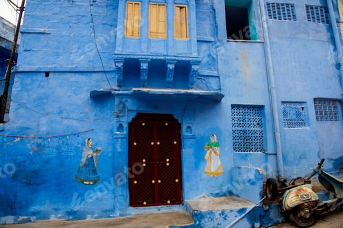 Preview: An old doorway in the famous blue city of Jodhpur, India.