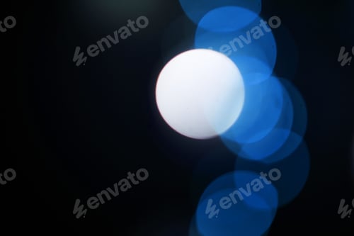 Preview: Bokeh, blue particles and neon on black background with pattern, texture and mockup with cosmic aes