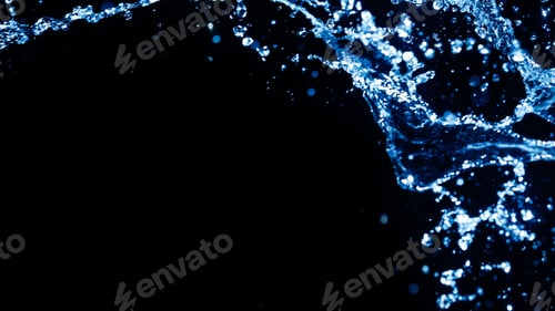Preview: Blue Water Splash On Dark Background For Abstract Water Concept