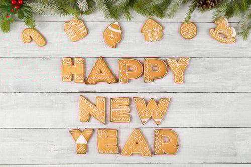 Preview: Happy New Year Gingerbread Cookies with Festive Decorations