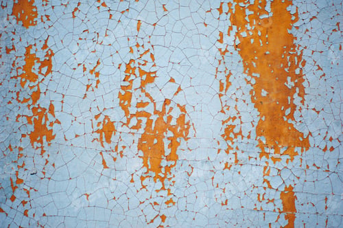 Preview: Wooden wall with blue paint is severely weathered and peeling
