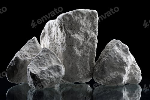 Preview: chalk to stone on a dark background. concept of production, mining and use of chalk