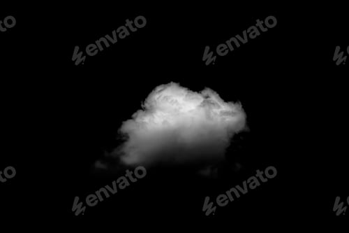 Preview: White cloud isolated on a black background realistic cloud