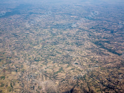 Preview: Aerial view of endless patchwork of farms in Ethiopia.