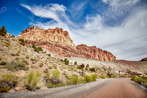 Preview: Scenic road in the Capitol Reef National Park, USA.