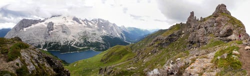 Preview: beautiful Marmolada, in foreground the Lago di Fedaia