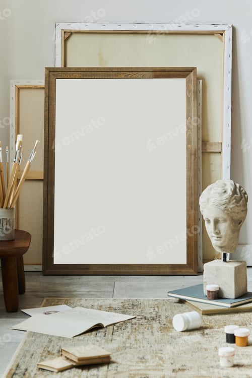Preview: Stylish composition of artist workspace