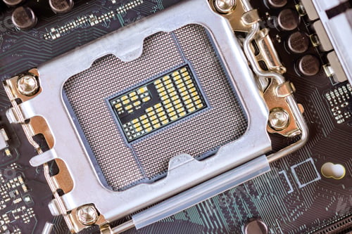 Preview: CPU connector socket on motherboard of PC is repaired as part processor mounting a process