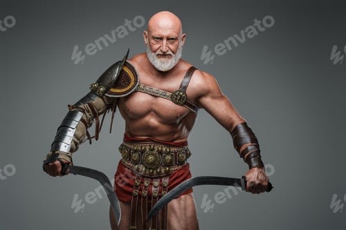 Preview: Bald bearded gladiator of mature age
