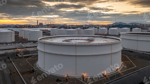 Preview: Crude oil storage tank terminal port, Oil terminal pipeline fuel storage tank at oil refinery.