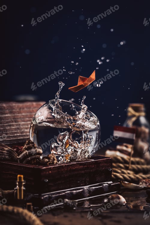 Preview: Water splash in round glass