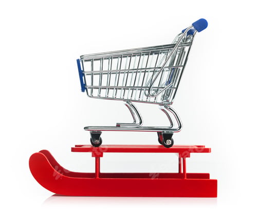 Preview: Wooden red sled with shopping cart